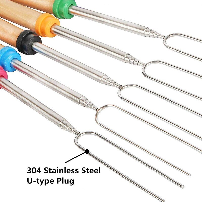 32 Inch 13Pc Marshmallow Roosteren Sticks Uitschuifbare Vorken Set Telescopische Smores Spiesjes Voor Worst Camping Kachel Bbq Gereedschap