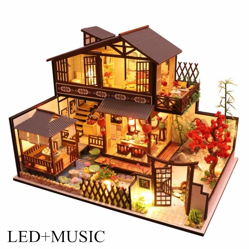 Chinese Style Diy Doll House Kit Handmade Miniature Furniture LED Lights Home Wedding Birthday Christmas: 3