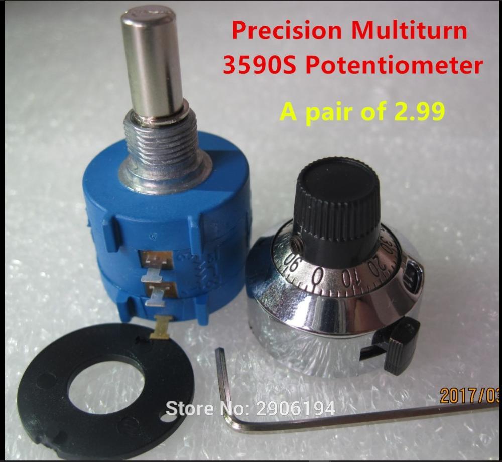 5Pc 5K Ohm 3590S-2-502L Precision Multiturn Potentiometer switch 10 Ring Adjustable Resistor Turns Counting Dial Rotary Knob