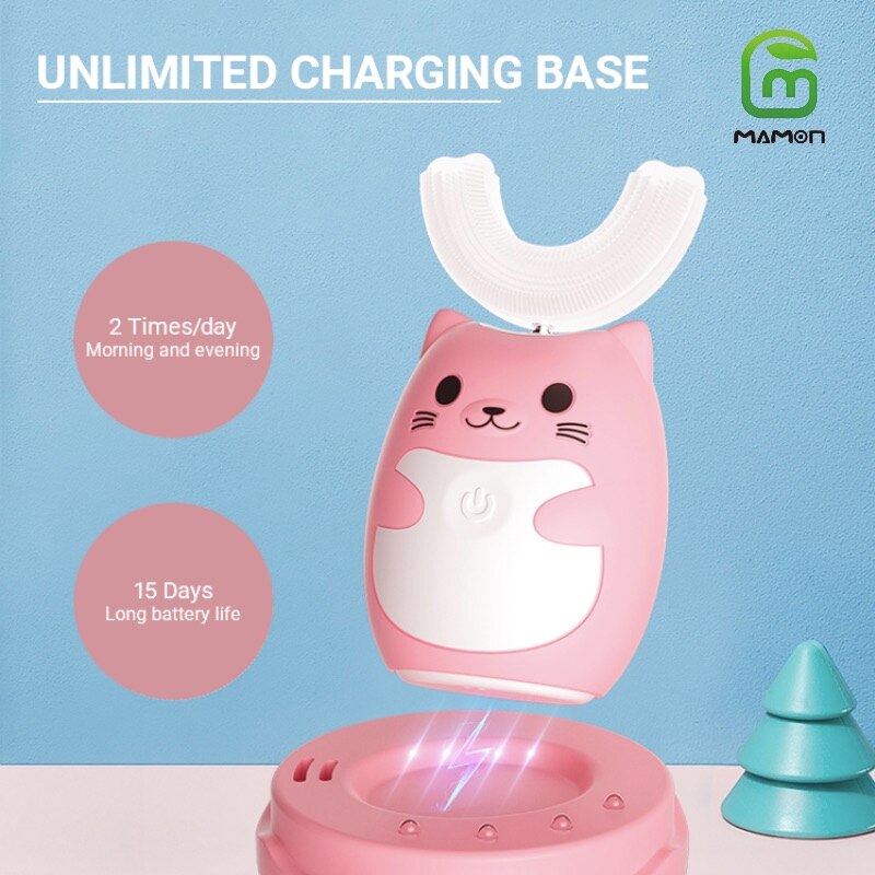 Mamon Kids Kinderen Elektrische Tandenborstel Voor Meisje En Jongen Waterdichte Timer Oplaadbare Met Uv Steriliseren