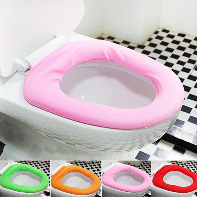 Universal O-Shaped Toilet Cover Candy Colors Portable Toilet Seat Cover Soft Seat Warmer WC Mats Anti-Dirty Protective Case