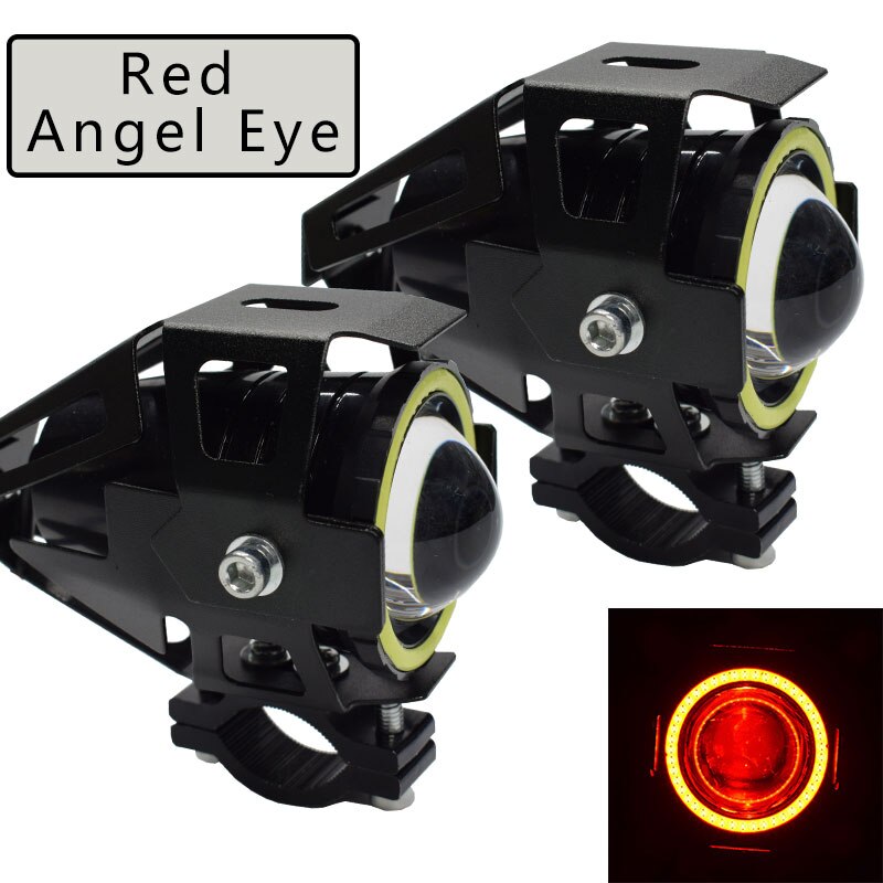 2 sztuk 125W U7 motocykl anioł diabelskie oko reflektor DRL reflektory doprowadziło lampa motocyklowa jazdy światła przeciwmgielne: czerwony anioł Eye