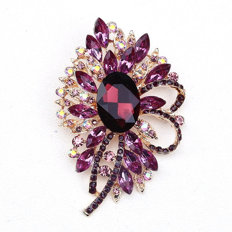 Beadsland Legierung Eingelegten Strass Brosche Modische High-end-Kleidung Zubehör Pin Frau MM-90: purple