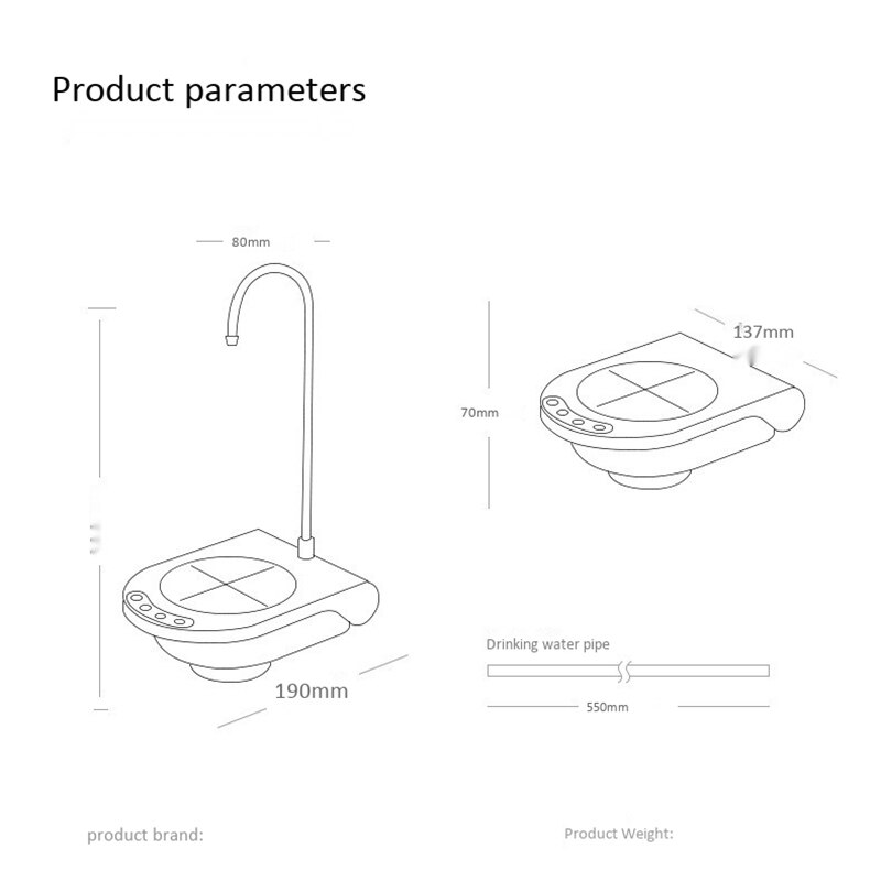 Bottled Water Pumping USB Rechargeable Water Dispenser Household Electric Pure Bucket Water Pressure Wireless Water Pump White