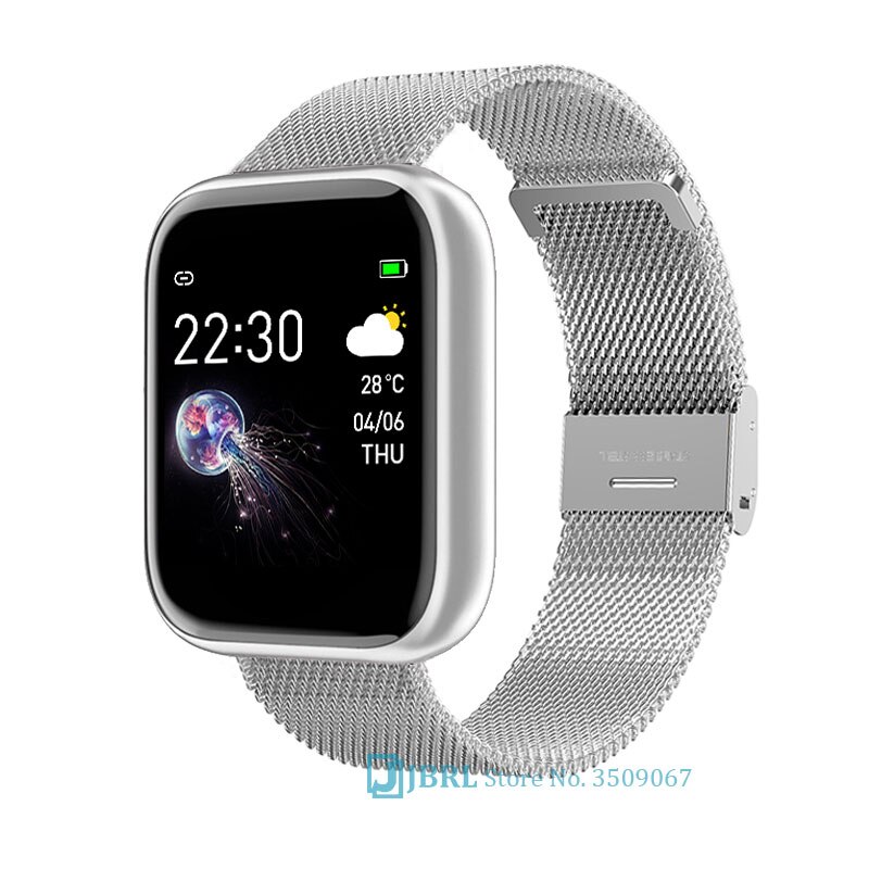Sport aimant bracelet montre numérique pour femme hd montre-bracelet hommes led étanche montre de téléphone fréquence cardiaque horloge numérique Android IOS: I5 Steel silver