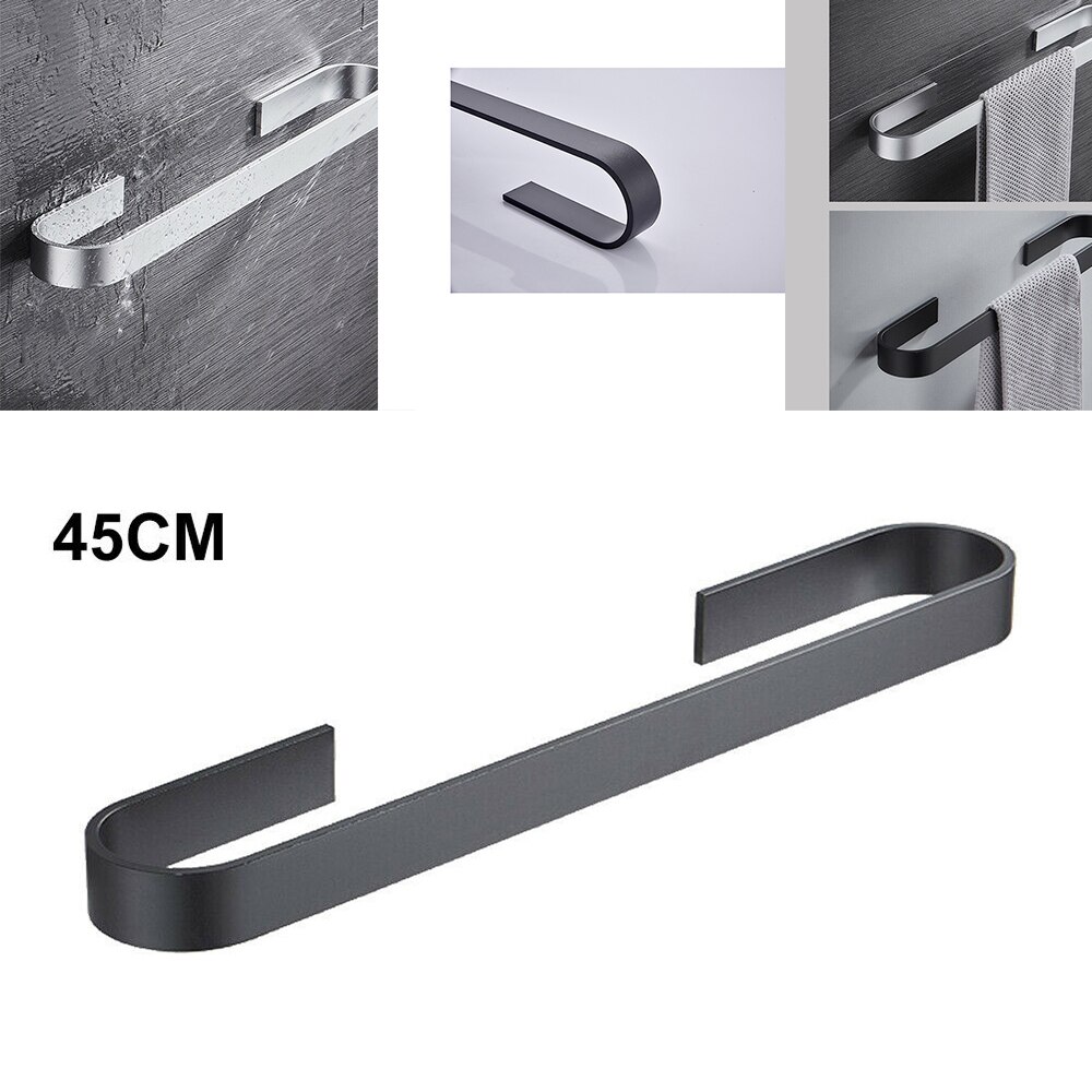 Håndkleholder badehåndklestativhenger svart sølv 304 rustfritt stål vegghengende håndklebar arrangør kjøkkenlagerhylle: 45cm svarte