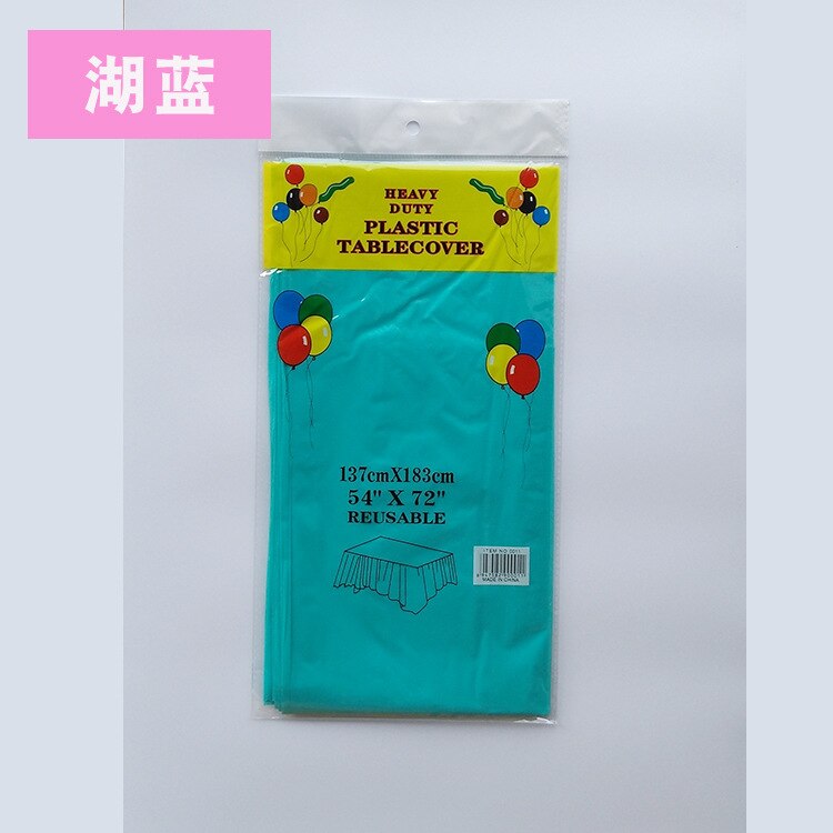 10pcs Disposable tablecloth party tablecloth PE waterproof plastic birthday dessert table plain color banquet tablecloth: lake blue