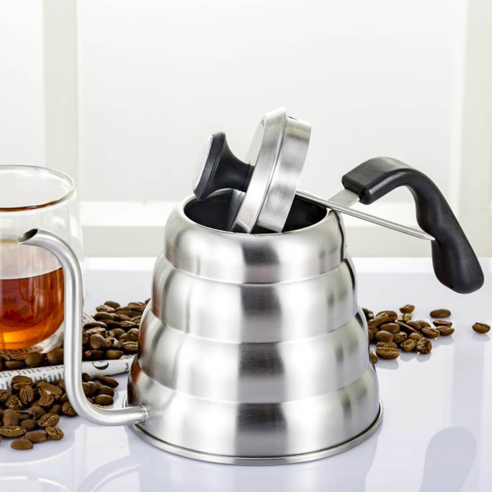 1.1L/1.2L Rvs Koffie Zwanenhals Drip Ketel Drip Ketel Koffie Thee Pot Met Thermometer Pak Voor Inductie Kookplaat