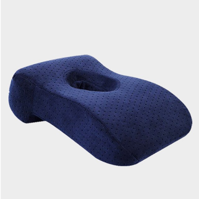 Memory Foam Nap Pillow Office Noon Sleeping Pillow School Table Desk Pillow Breathable With Hole for Face Down Sleeper HM005: Velvet Navy blue