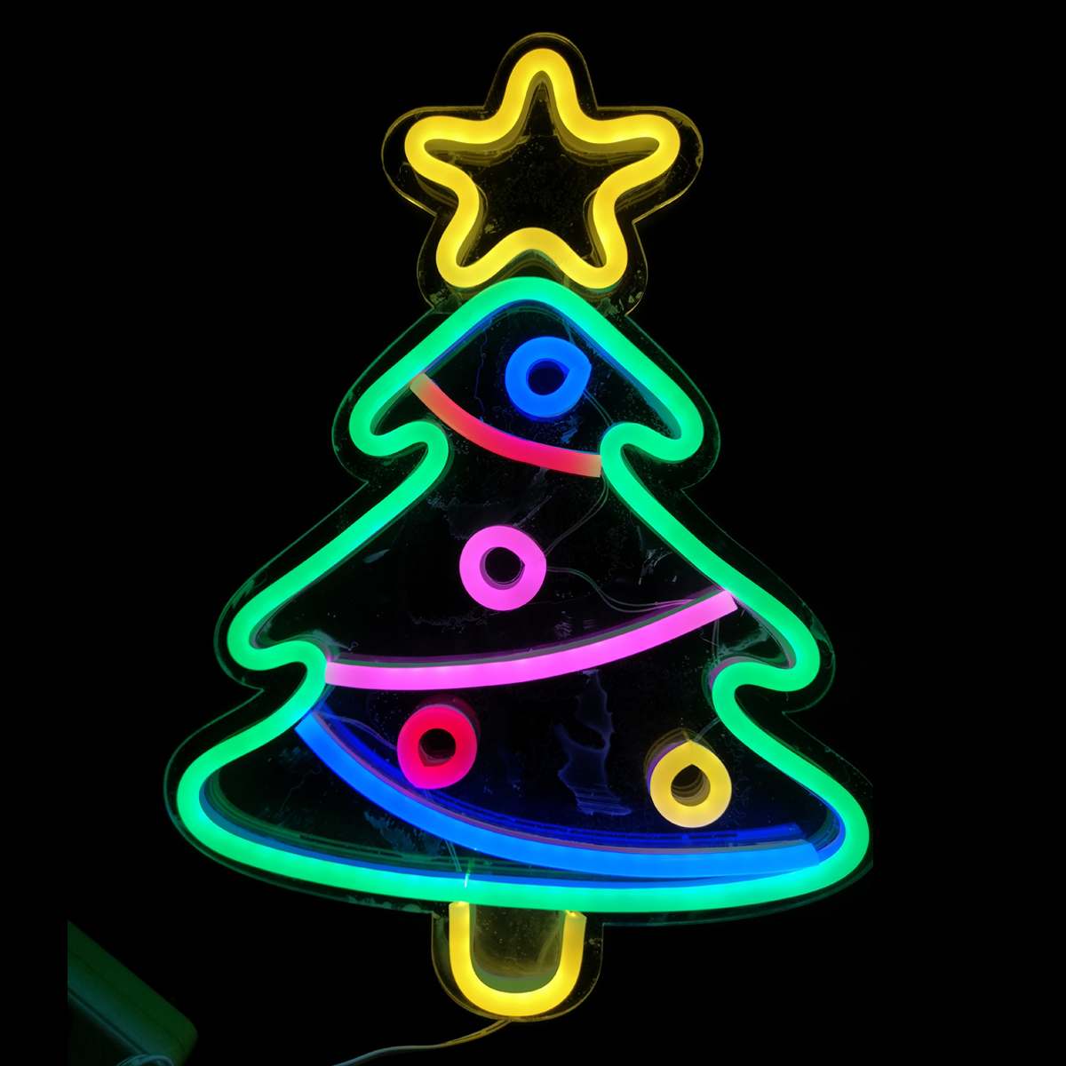 Neon lampor led neon skylt ljus julgran glass neon lampa för öl bar hem fest sovrum dekoration jul: Julgran