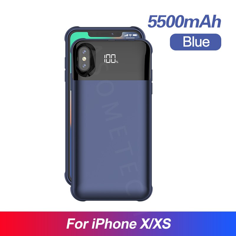 etui na baterie robić iPhone X XS XR XS MAX oddzielny wyświetlacz cyfrowy doprowadziło etui na Powerbank robić iPhone 11 zawodowiec MAX etui robić ładowania baterii: niebieski for X XS