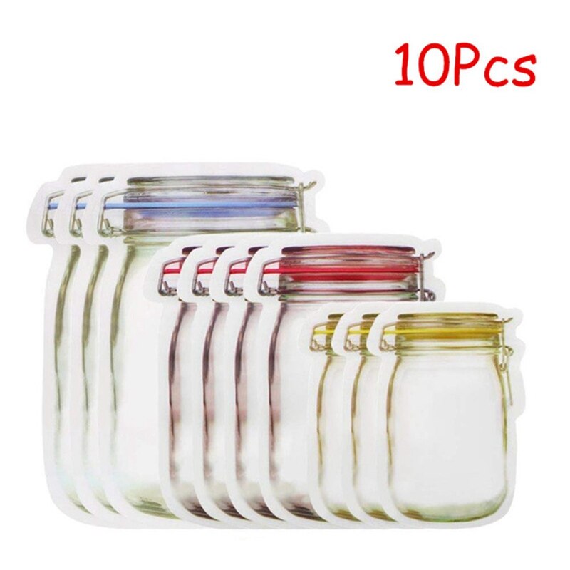 WSNDM 30 Stuks Mason Jar Flessen Zakken, Herbruikbare Lekvrije Ziplock Zakken, Vriezer Seal Ziplock Tassen, Opbergzakken, voor Sandwich Snacks Snoepgoed Reizen, Kamperen, Picknicken