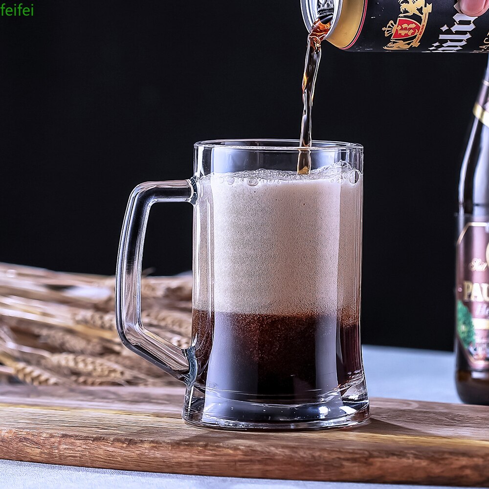 German Style Beer Mugs Pub Steins Transparent Wine Glasses Juice Cup 400/500/650ml 3 Kinds of Capacity Cups , Set of 2