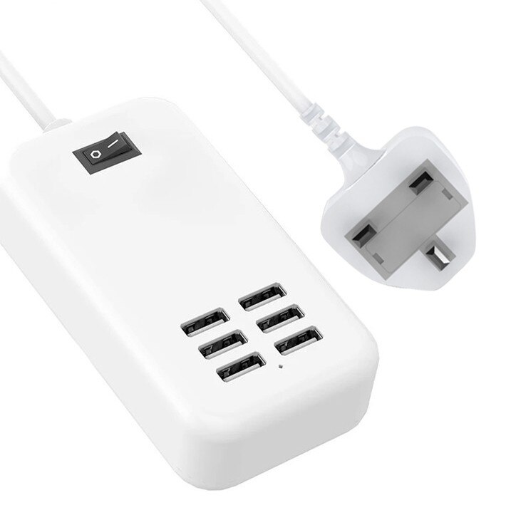 USB HUB 6 Ports Splitter With Switcher Power Adapter Desktop Wall Charging Extension Socket Outlet 5V AC EU US UK Plug: UK