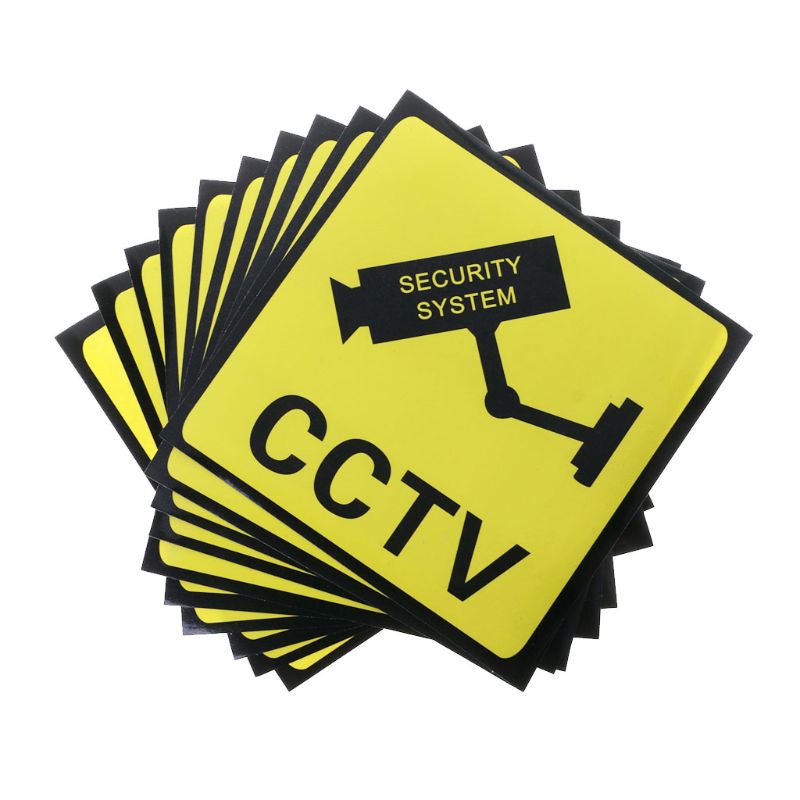 10PCS Warning Stickers CCTV SECURITY SYSTEM Self-adhensive Safety Label Signs Decal 111mm Waterproof