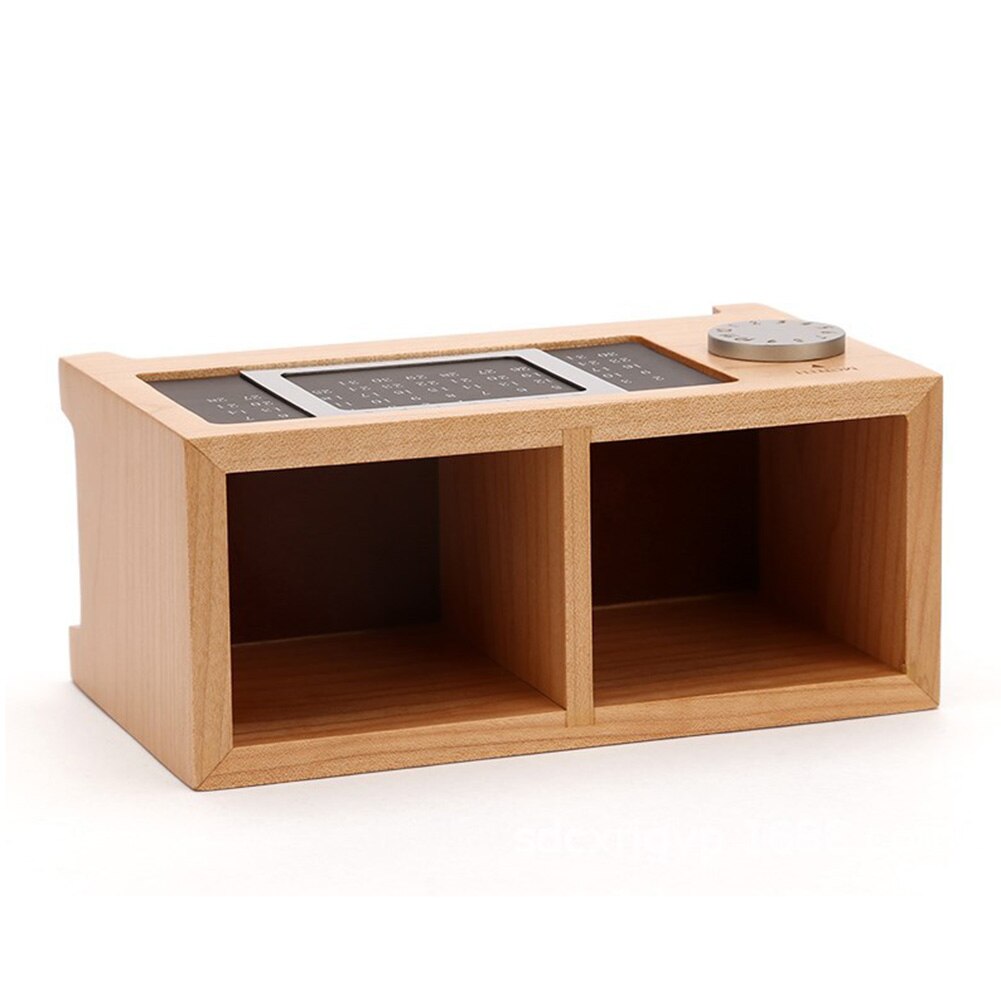 Wooden Organizer Pen Pencil Holder Case With Calendar Ornaments Table Storage Container 2 Grids Wooden Storage Box