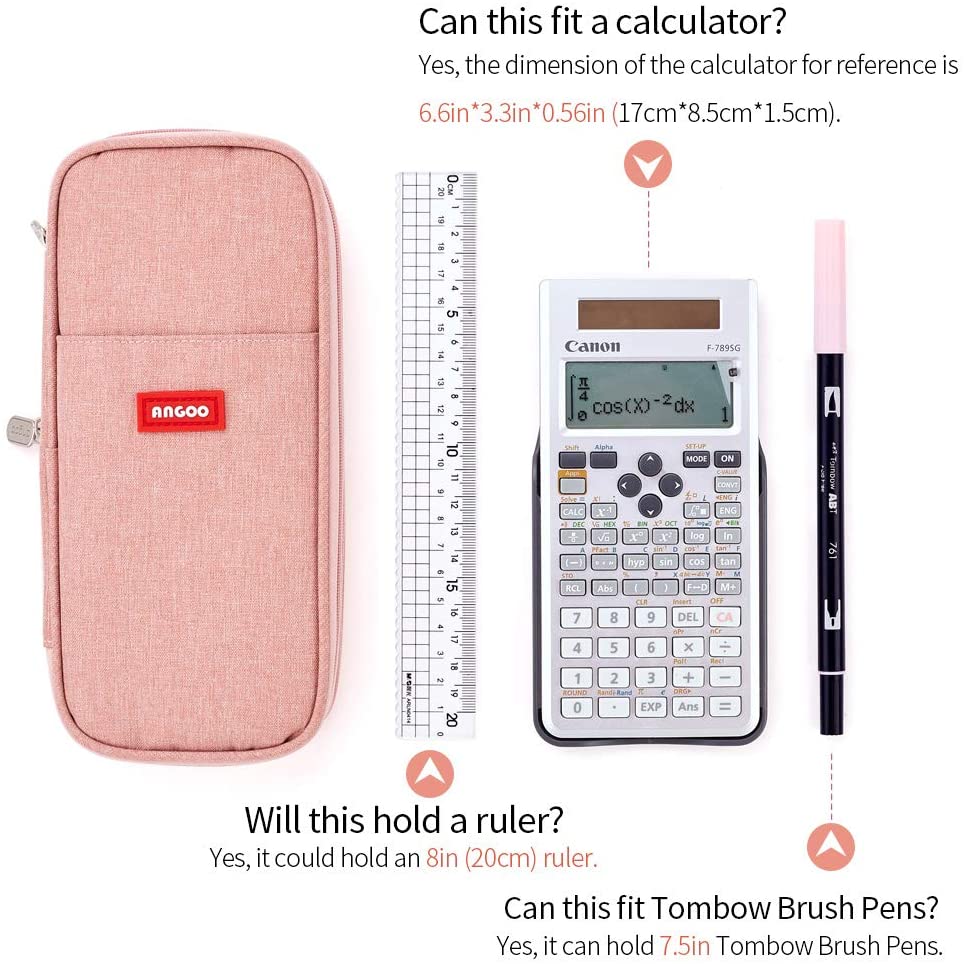 Angoo Cute Foldable School Pencil Case Cute Big Capacity Pencil Pouch Canvas Large Pencil Bag Makeup Bag for Teen School