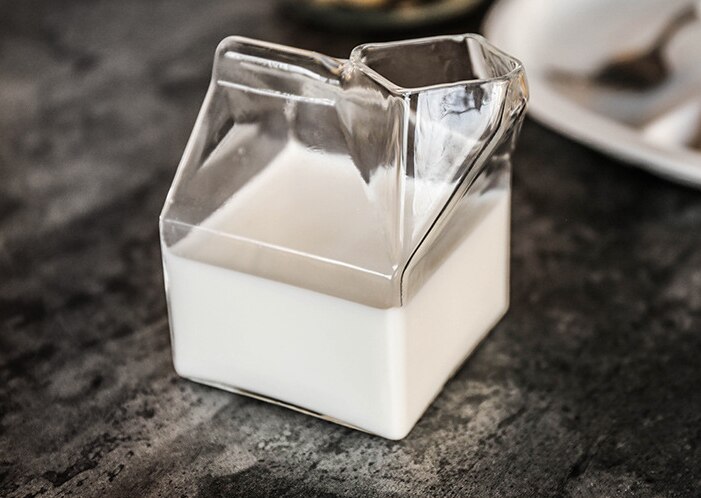factory direct 350ml square glass milk carton cup milk container
