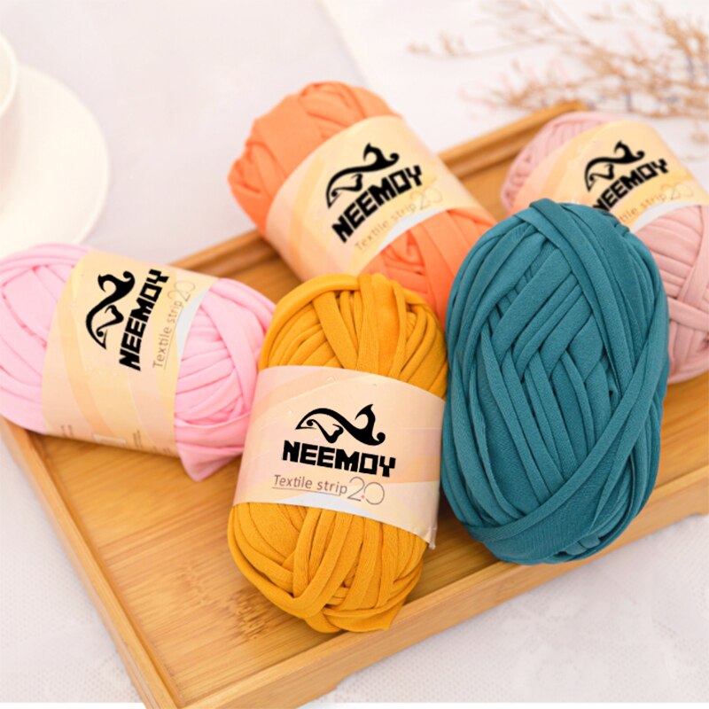 Neemoy100g/ball Colorful Cloth Strip Yarn Hand Knitting Crochet Thread for DIY Handmade Cushion Carpet Line Coarse Yarn