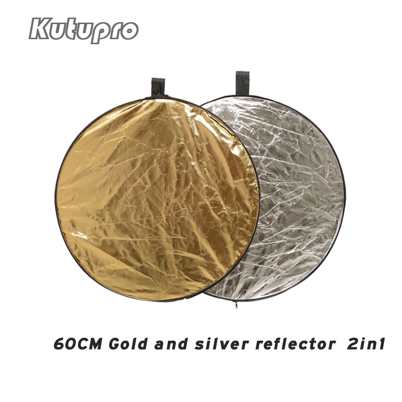 Profi 60 cm 2 in 1 Runde Blitz-Studio Faltbare Reflektor Rabatt Silber Gold Reflektor Fotografie Licht Reflektierende für Foto Video