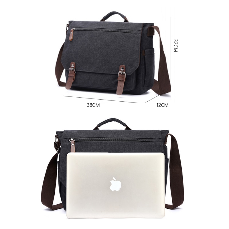 Retro Canvas Multifunction Messenger Shoulder Bag Solid Briefcases Suitcase Card Pocket For Men Women Outdoor Office Bag XA288ZC