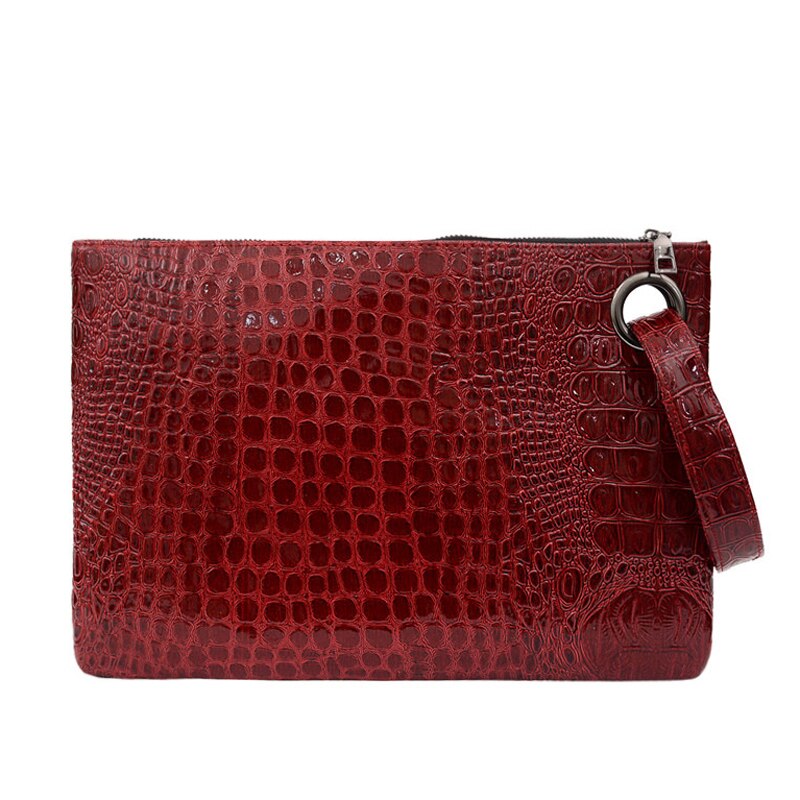 Yogodlns Crocodile Grain femmes pochette en cuir PU femmes enveloppe sac pochette sac de soirée femme embrayages sac à main: Red