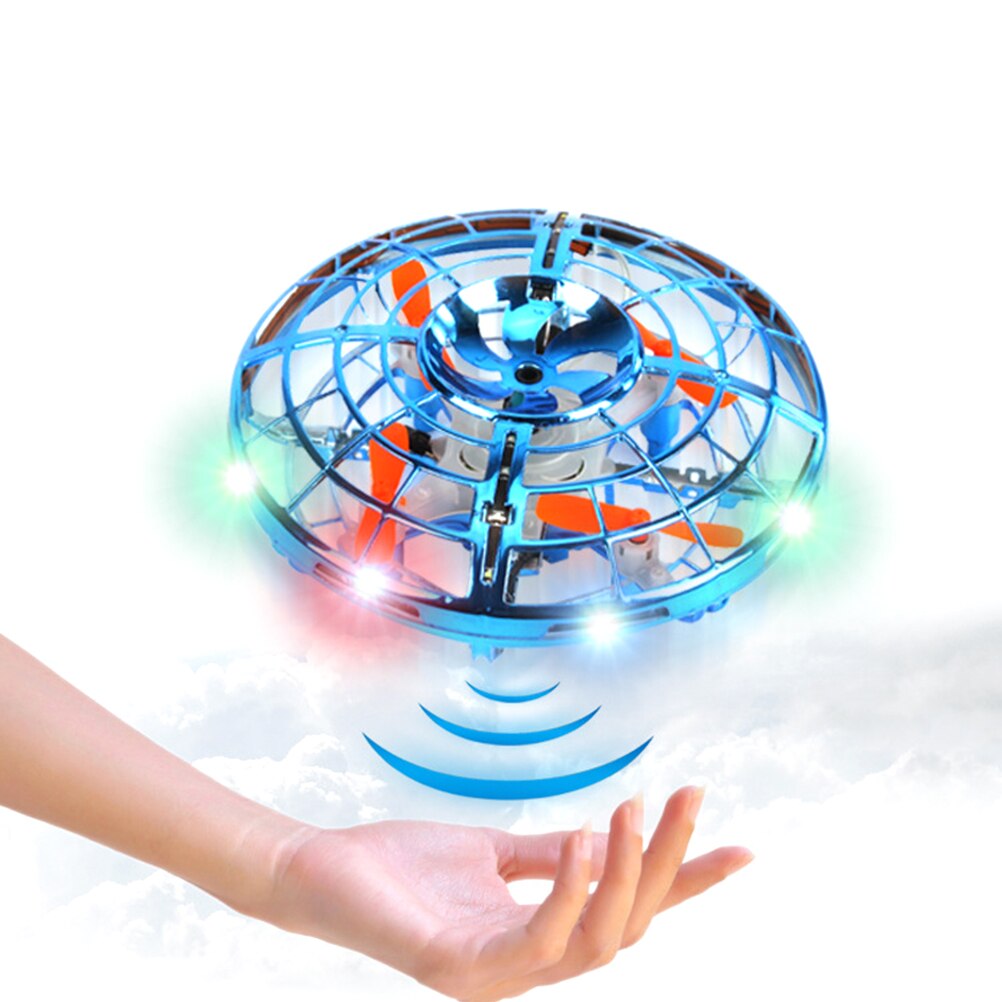 Anti-kollision hånd ufo bold flyvende mini gestus-sensing drone håndstyret induktionsfly suspenderet legetøj til børn: Blå