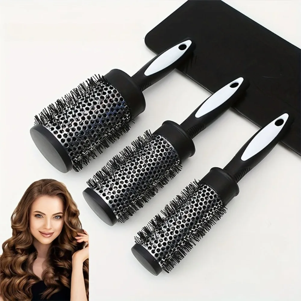 Thermisches Rundbürsten-Set mit Rutschfestem Griff, Nylonborsten, Friseur-Lockenroller, Kamm für Föhn-Styling und Volumen