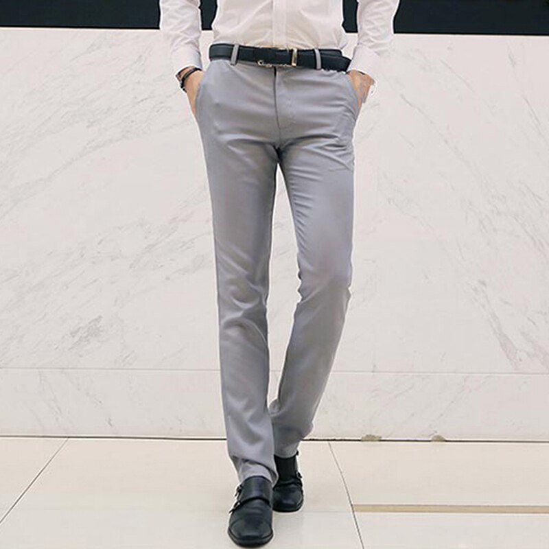 Dress bukser menn dress bukser herre business bukser mann mann rett bukser solid passform smart klassiske bukser