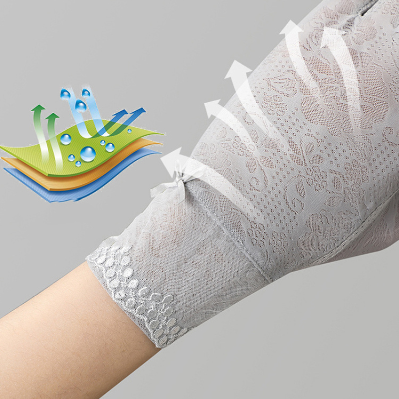 Gants d&#39;été fins en soie glacée pour femmes, dentelle Sexy, écran tactile, protection solaire, gants Anti-UV, antidérapants, fleurs délicates respirantes