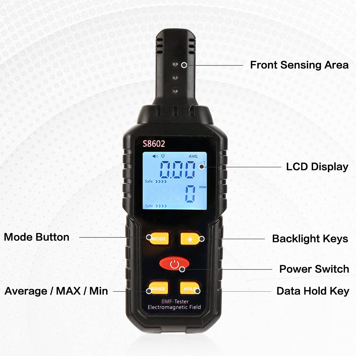 3-in-1-EMF-Messgerät S8602, Strahlungsdetektor für elektromagnetische Felder, EMF-Tester für Zuhause, EMF-Detektor, Geisterjagd-Ausrügestochen