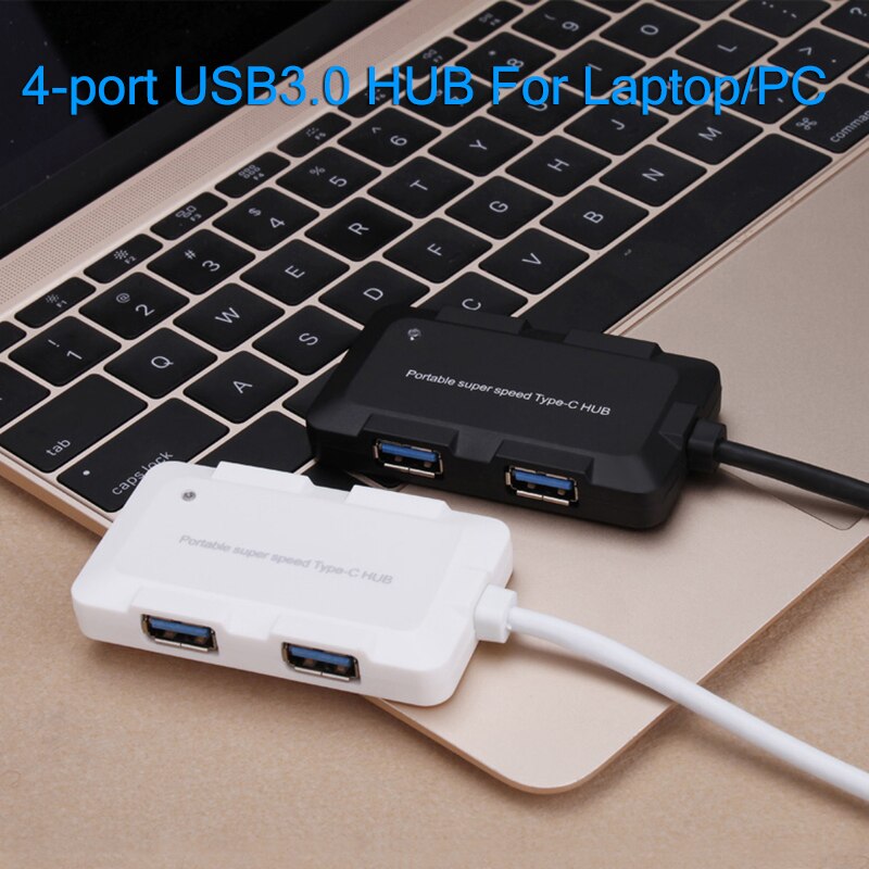 4 Ports USB3.0 Hub 5Gbps Super Speed Hab 750mm Cable Portable Black White Micro-USB Power Supply Splitter For Multi USB Devices