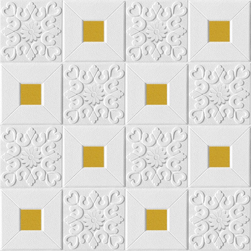 3D Stereo Wall Stickers Self-adhesive Ceiling Decorative Panels Roof Foam Wallpaper Living Room Home Decor Bedroom TV Background: Gold / 70X70cmX10pcs