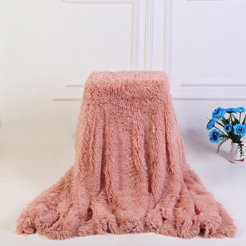 Couverture en fourrure douce couverture longue Shaggy floue fausse fourrure couverture canapé lit canapé couvertures confortable avec Sherpa moelleux