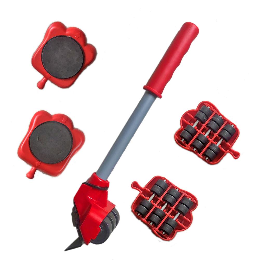 5Pcs Furniture Transport Lifter Tool Removal Lifting Moving Tool Heavy Stuffs Mover Furniture Wheel Roller Bar Mover Device: Fixed Bar