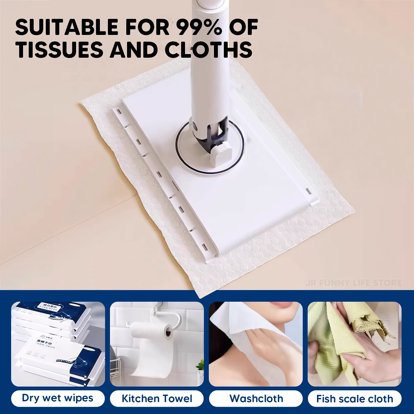 Trapeador de limpieza manos libres para suelos/ventanas 360 ° Mini fregona giratoria para toallitas húmedas, herramienta de limpieza de cocina para el hogar
