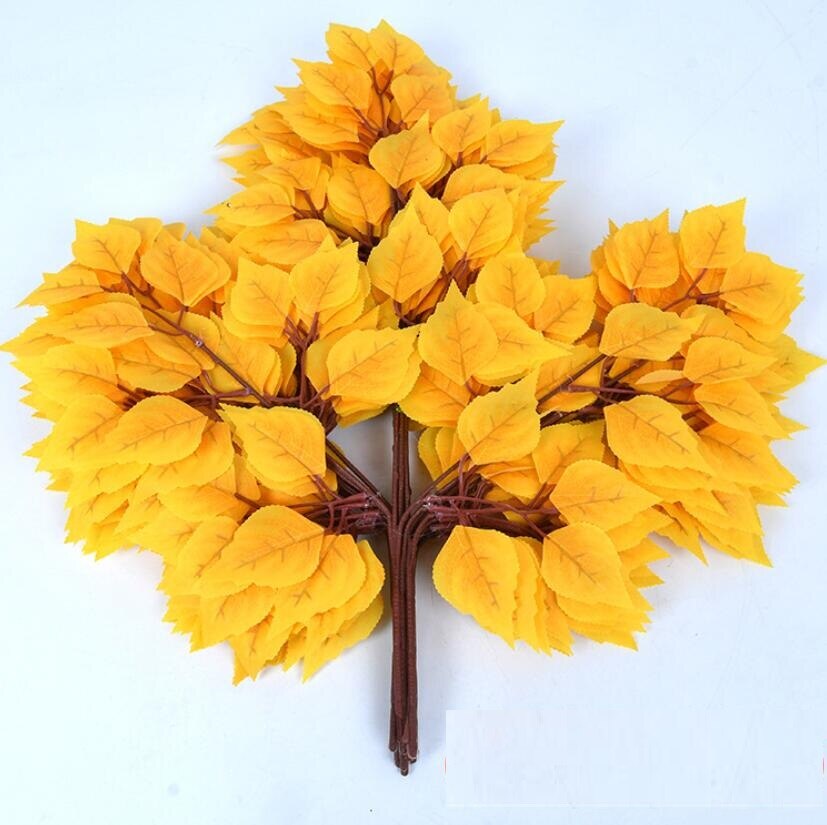 12pcs 55cm Artificial Birch Tree Leaves Branch For Plant Wall Background Wedding Home Hotal Office Bar Decorative: Army Green