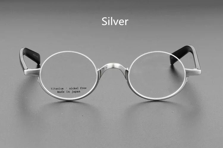 Japanese Brand Lennon Titanium Round Glasses Men Women Handmade Ultra-Light Small Frame Retro Eyeglasses Myopia Oculos Semi-Rim: Silver