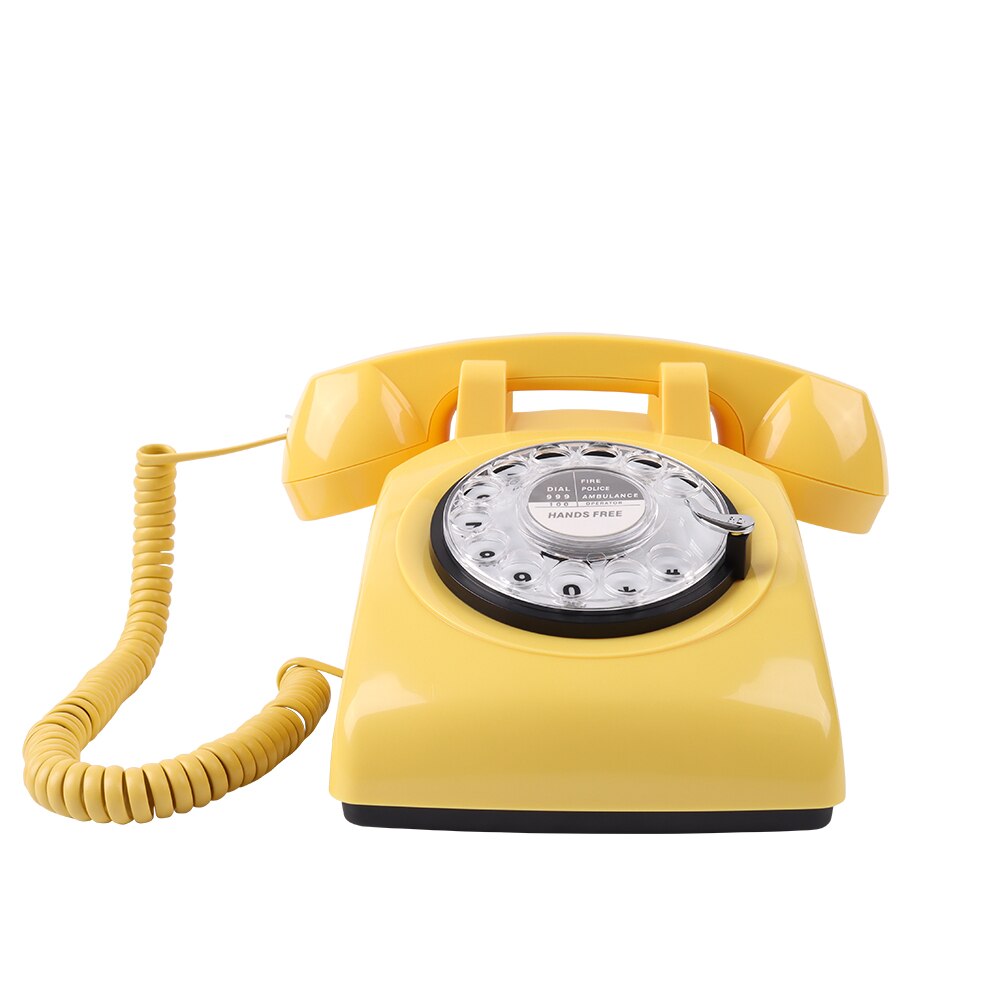 Revolve Wijzerplaat Vintage Roze Begie Zwart Vaste Telefoon Plastic Home Office Retro Draad Vaste Vaste Telefoon Europa Stijl: Yellow Telephone
