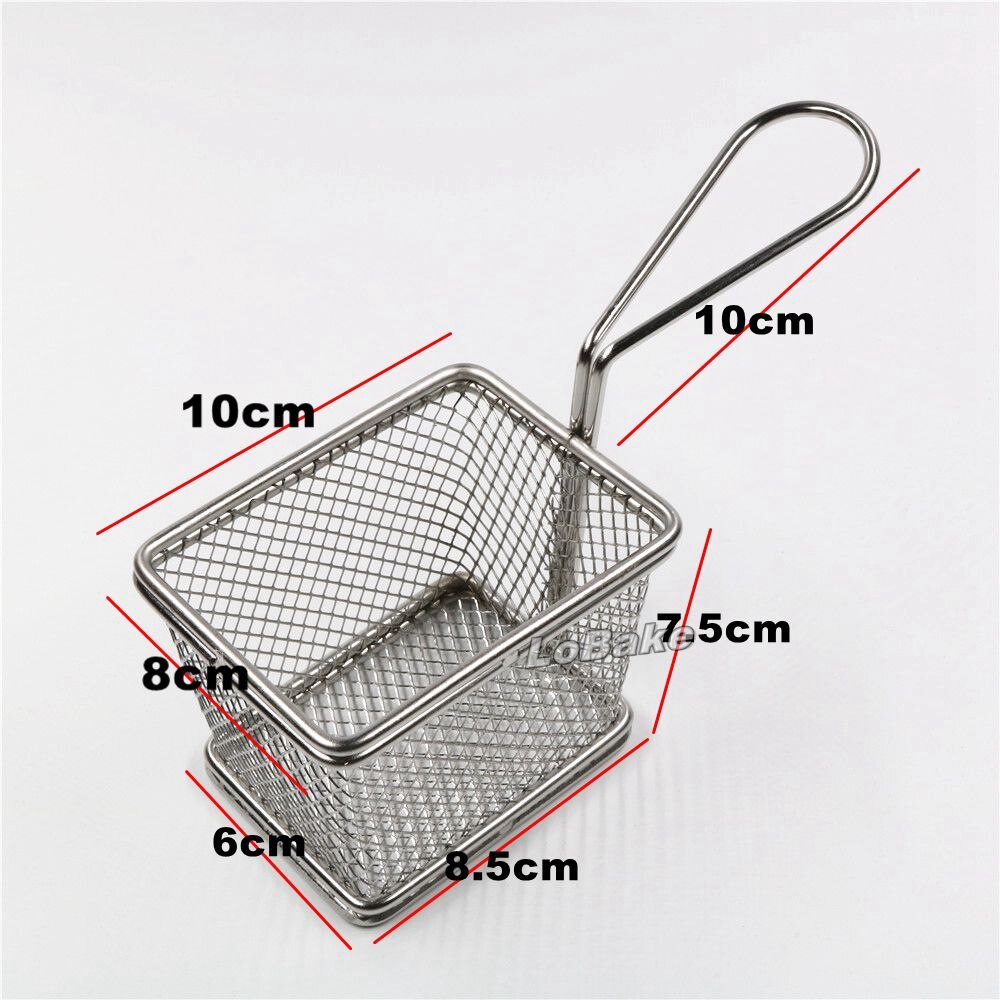 10*8cm rectangle Stainless steel with aluminium frying potato chip chicken dumplings basket oil sieve for cooking tools