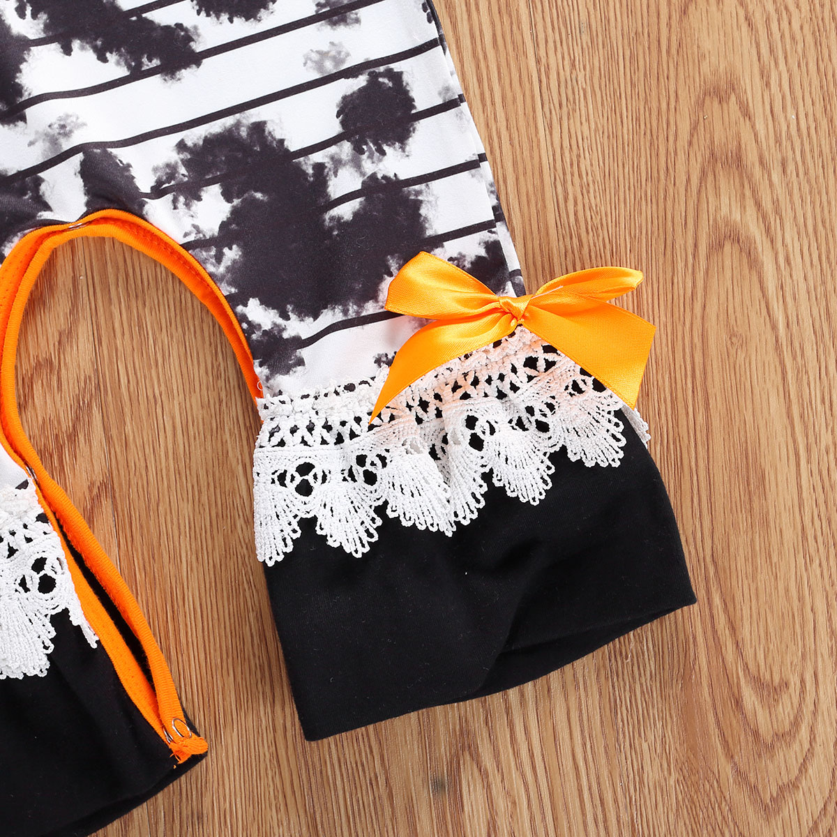 FOCUSNORM Herbst Baby Mädchen Jungen Rompers Halloween binden-Farbstoff gedruckt lang Ärmel Rüschen Jumpsuits Outfits