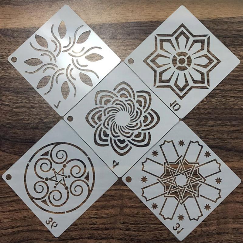 36 stk malesjablon hul mandala flot gør-det-selv tegning stencil malet dekor tegneværktøj tapet