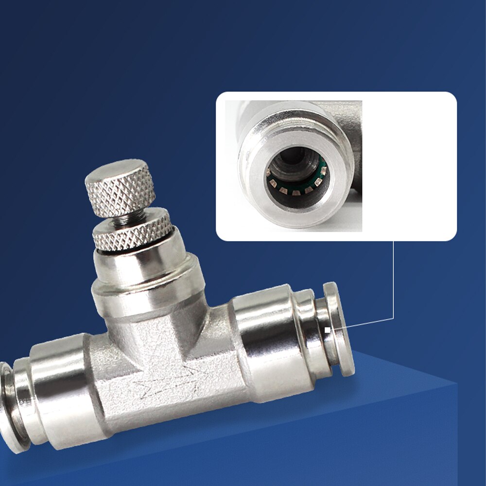 SA pneumatic connector 304 stainless steel air connector hose 4/6/8/10/12mm flow adjustment throttle valve quick plug connector