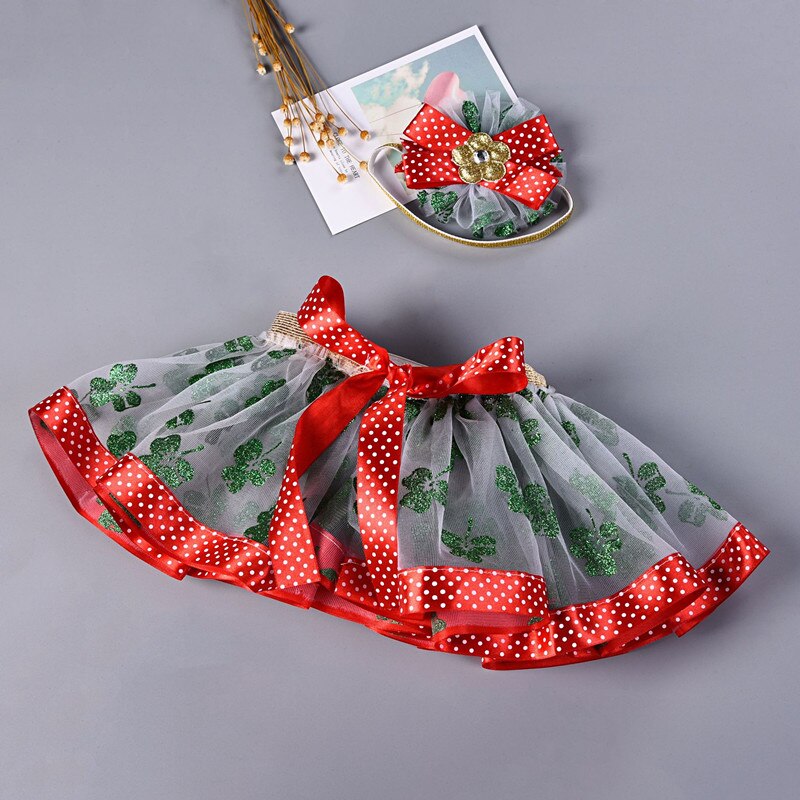 Novas crianças tutu fita saia crianças malha folha saia da menina de natal princesa saia crianças tutu saia sk19009: skirt length 20cm