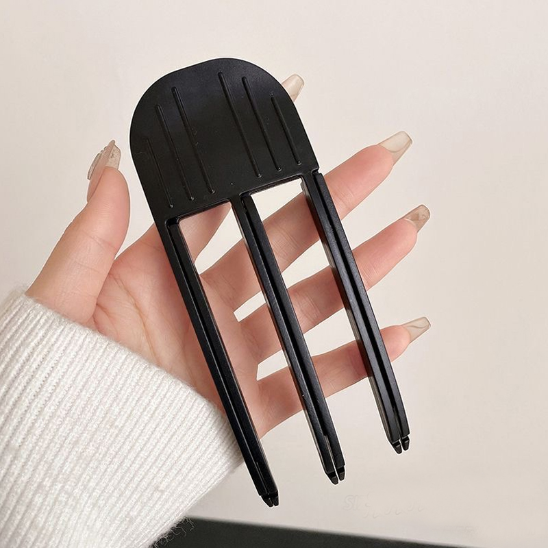 Women Fluffy Hair Roots Clips Comb Hairs Top Styling Curling Barrel Portable Korean Lazy Hairs Clip Volume Wind Sculpting Comb: black