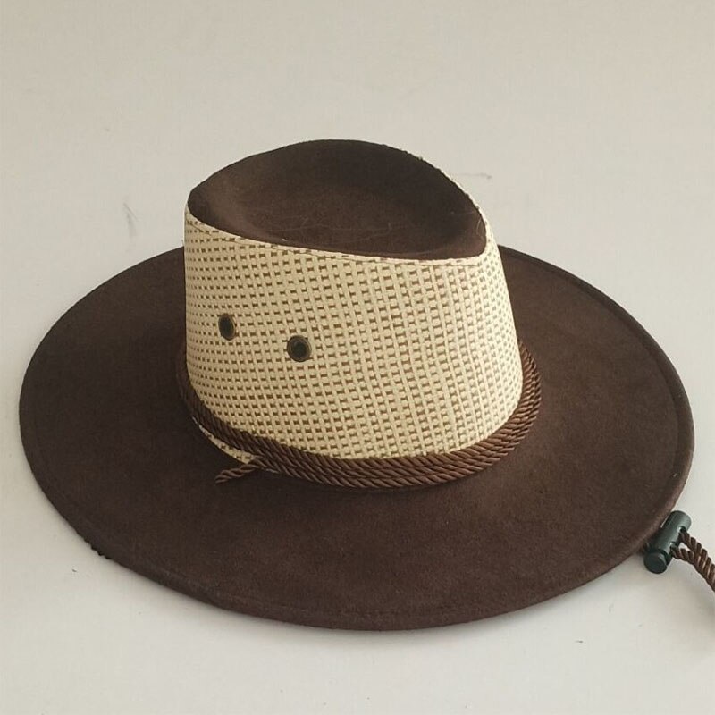 Sombrero de caballero para hombre, sombrero de Cowboy del Oeste, mezclado con paja, novedad de verano, primavera: Coffee