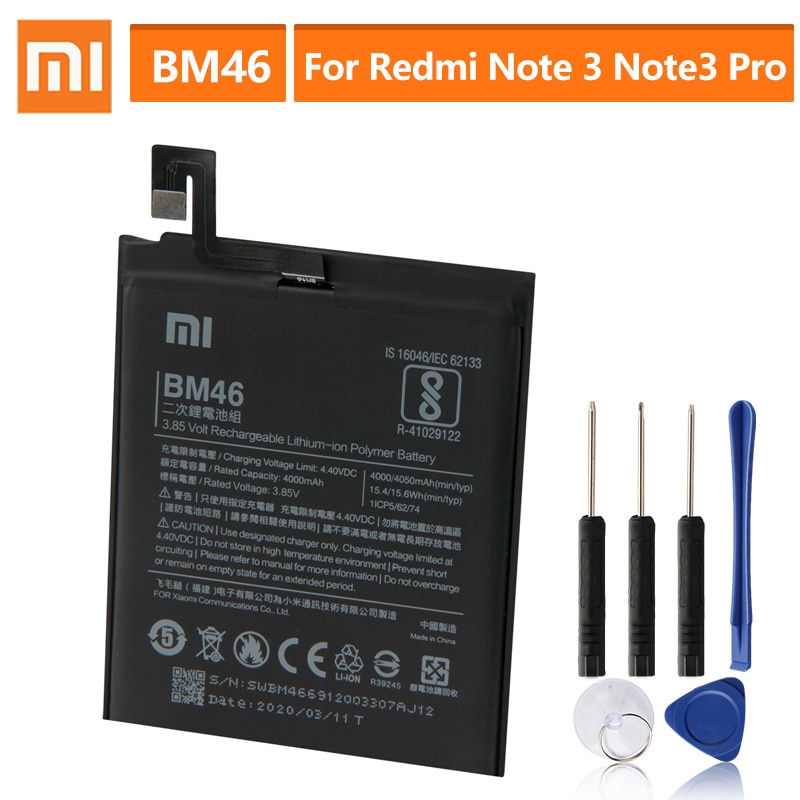 Originele Vervanging BM46 Batterij Voor Xiaomi Redmi Note 3 Pro Hongmi Note3 Redrice Opmerking 3 Echt Telefoon Batterij 4050Mah