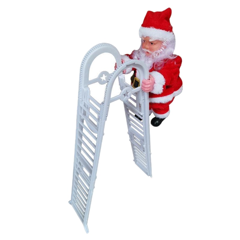 Stepping Santa Claus Climbing Christmas Ladder Lights House Decorations