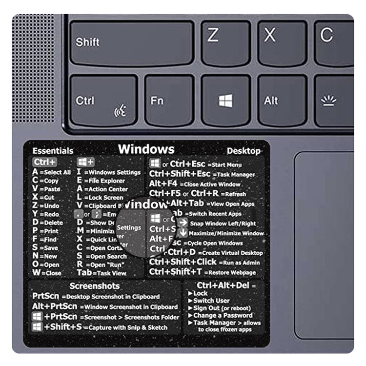 Pikanäppäintarra apple mac os -järjestelmään, pikanäppäintarra 13-16 tuuman macbook pro 13 / air 13 windows -kämmentukeen: Musta