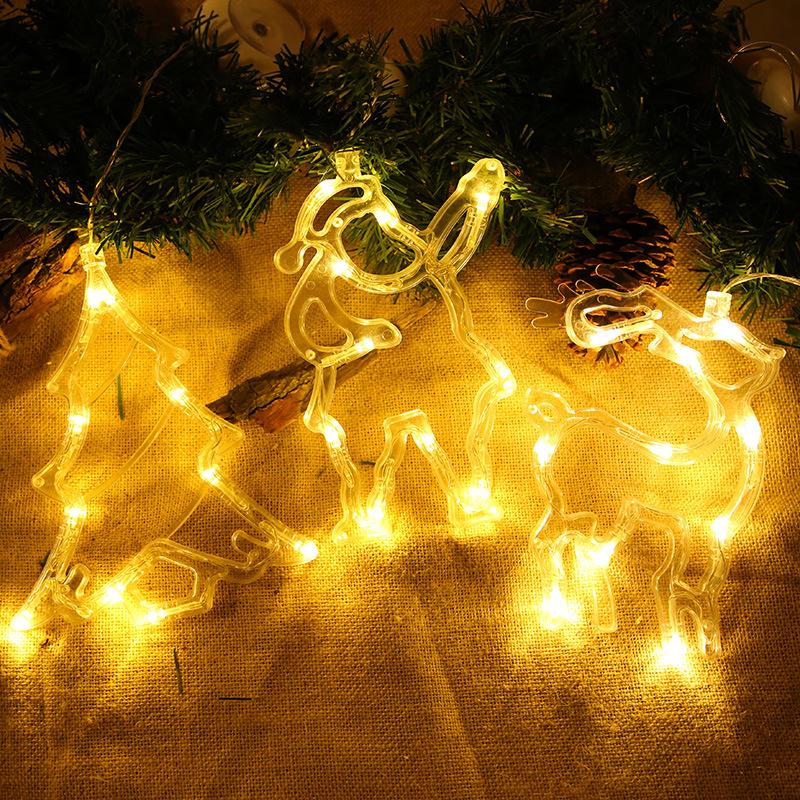 Christmas Decorations Storefront Window Lights Stars Moon Glass Window Christmas Tree Pendants Christmas Decoration